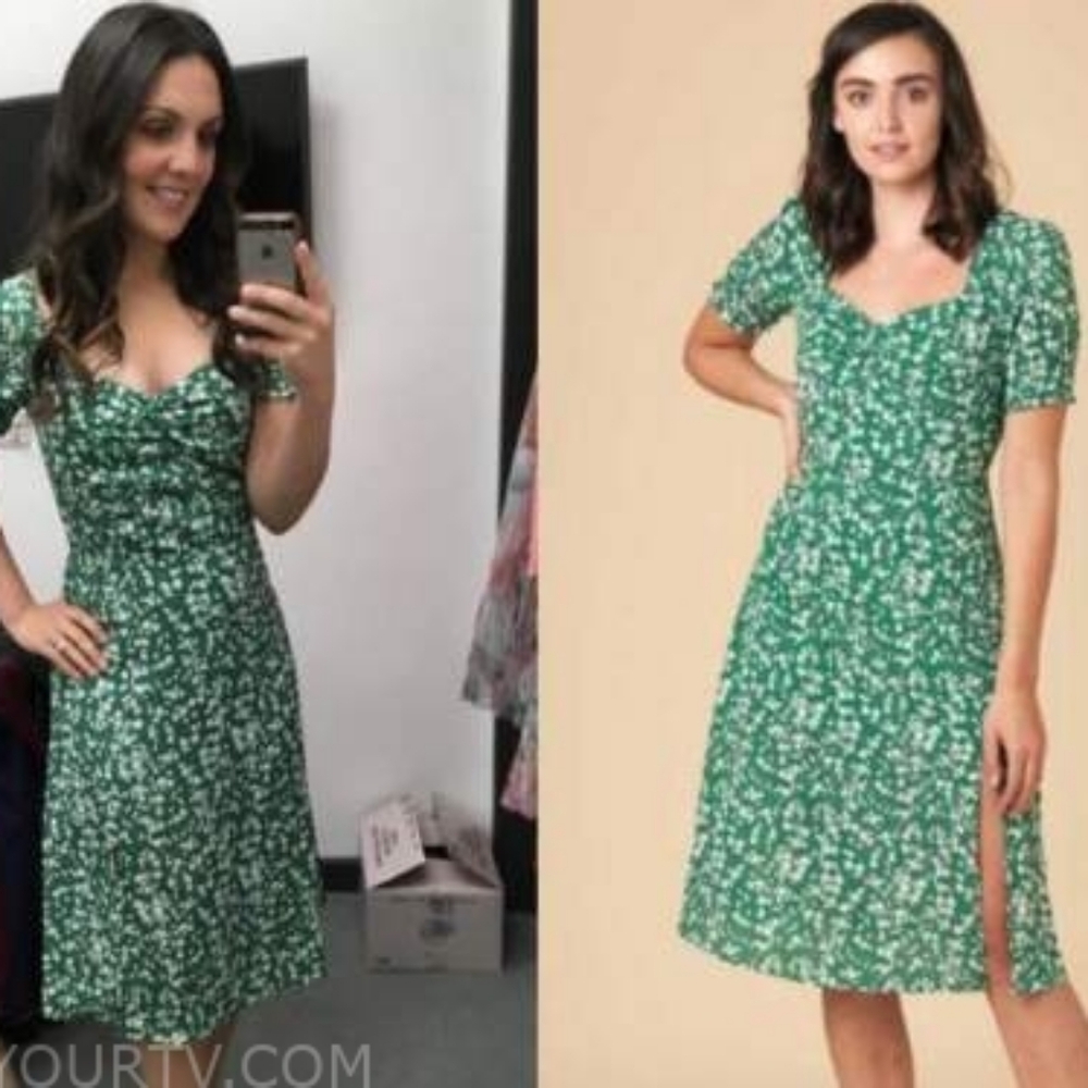 Joanie Clothing Sweetheart Green Floral Dress